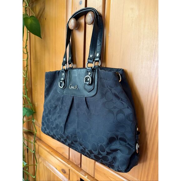 Coach Ashley Signature Sateen Carryall Tote Black F15510 – Authentic” - Picture 12 of 16